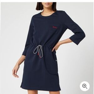 Barbour Navy 100% Cotton 3/4 Sleeve Deepsea Dress Sz. 10